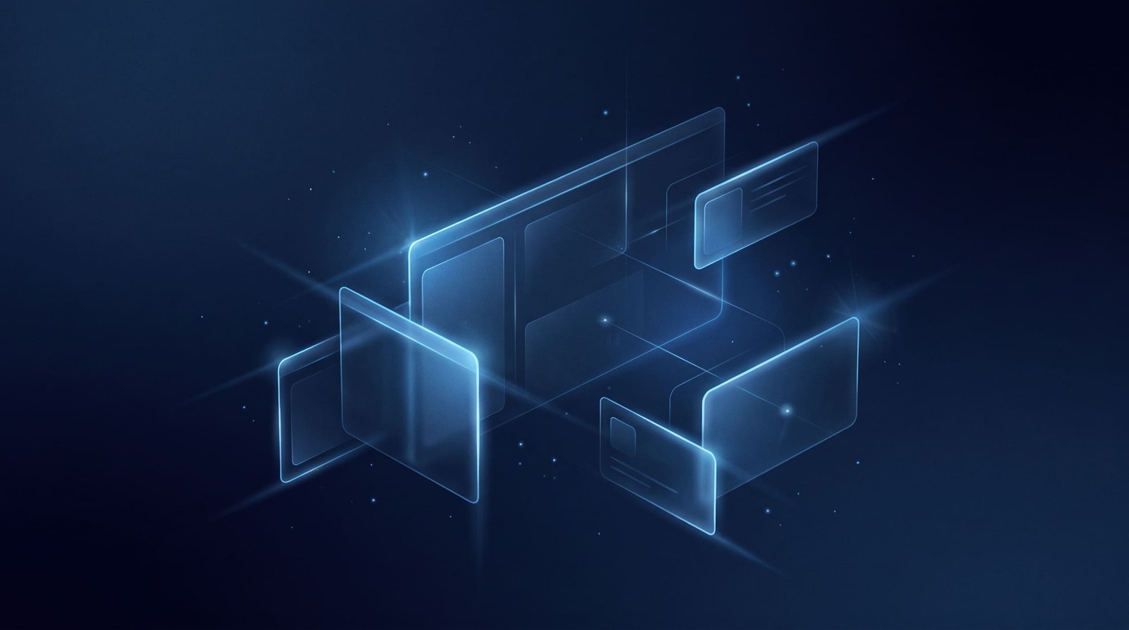 Abstract blue interface panels representing newly launched casino platforms.
